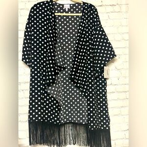NWT LuLaRoe White Black Monroe Kimono Cardigan | Size L